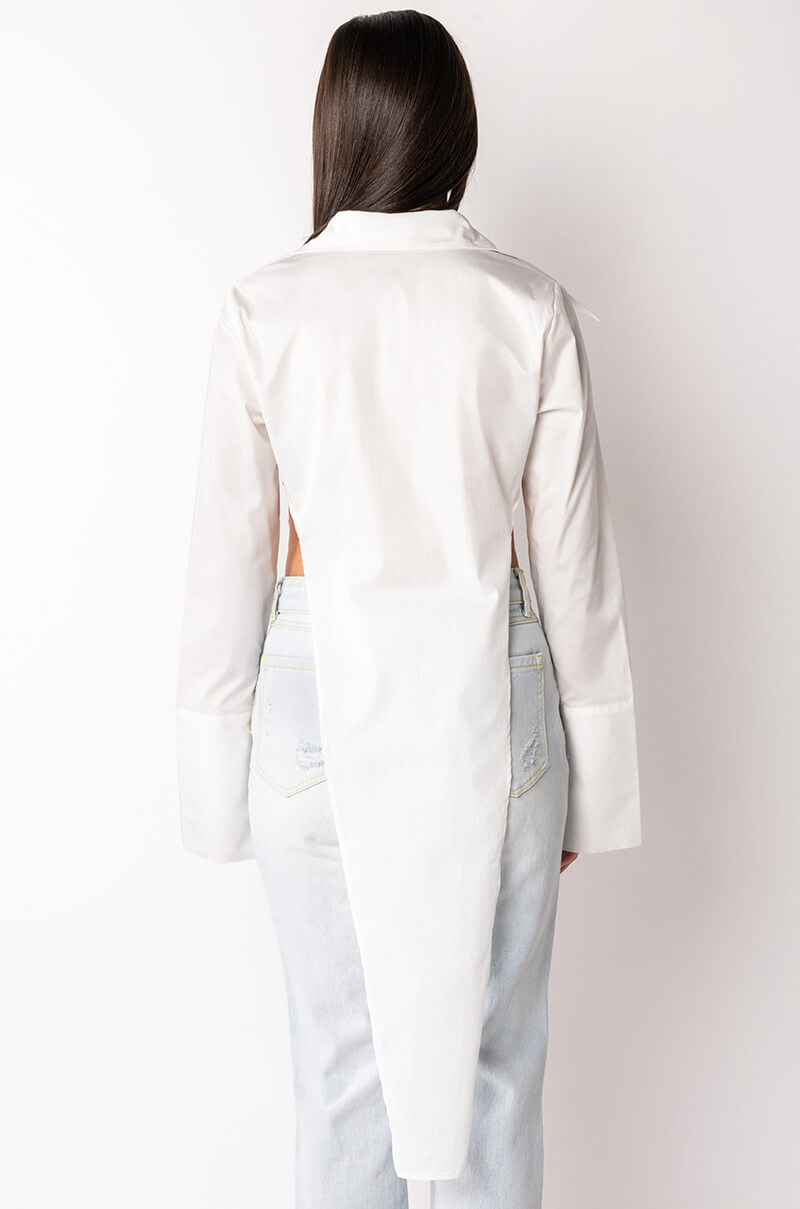 STEVIE HIGH SLIT LONG SLEEVE BLOUSE