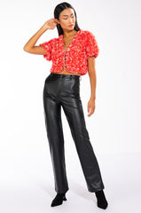 POISON PARADISE SHORT SLEEVE TIE FRONT TOP