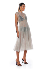 DAPHNE NUDE SEE THROUGH MIDI DRESS