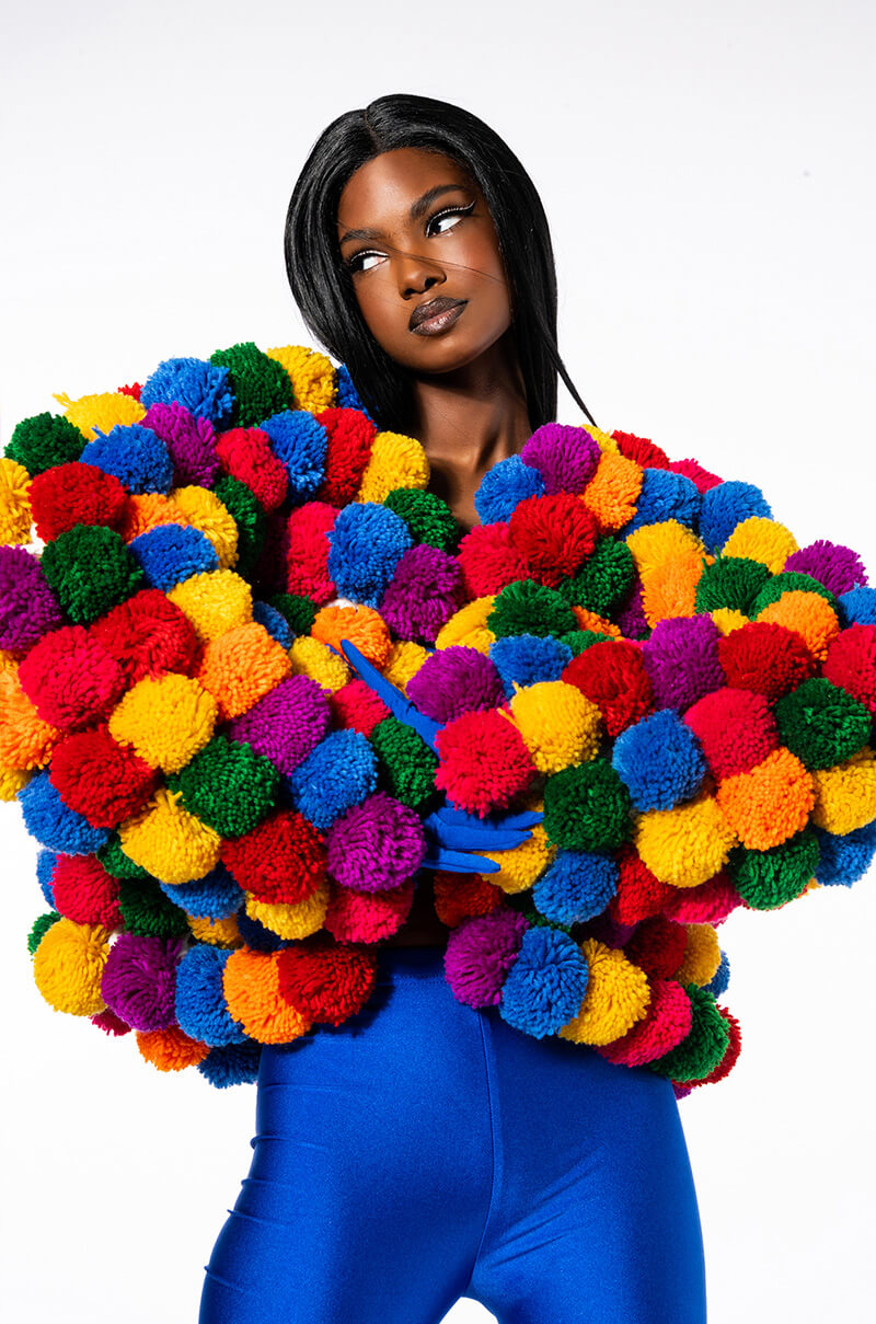 POM POM COLORFUL CARDIGAN