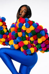 POM POM COLORFUL CARDIGAN