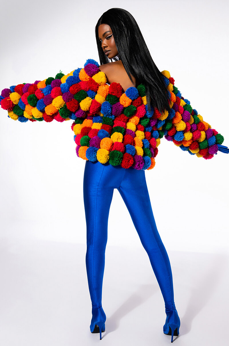 POM POM COLORFUL CARDIGAN