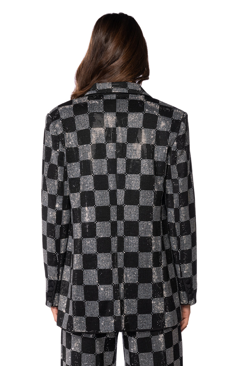 POP STAR CHECKERED RHINESTONE BLAZER
