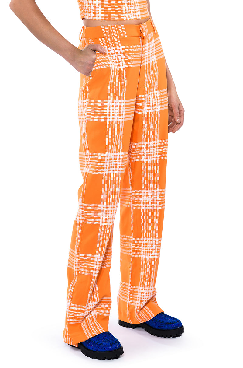 POPSICLE BRIGHT PLAID STRAIGHT LEG TROUSER