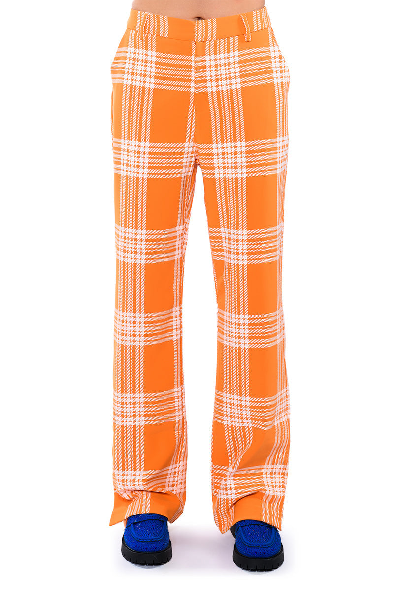 POPSICLE BRIGHT PLAID STRAIGHT LEG TROUSER