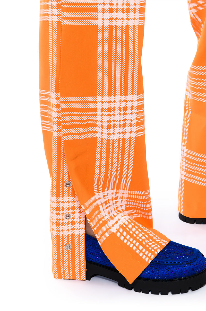 POPSICLE BRIGHT PLAID STRAIGHT LEG TROUSER