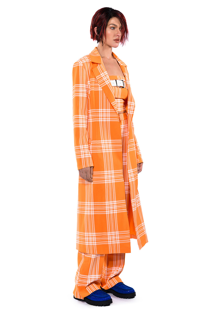 POPSICLE BRIGHT PLAID TRENCH COAT