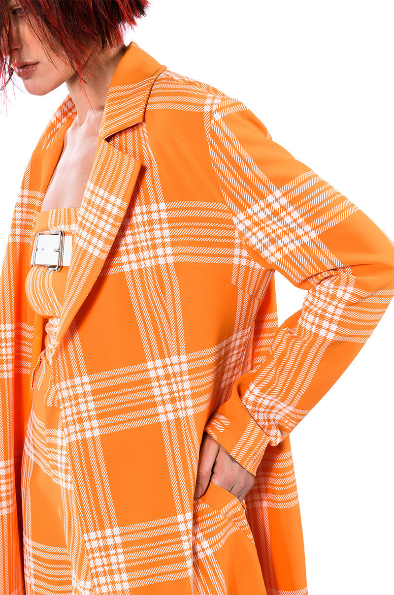 POPSICLE BRIGHT PLAID TRENCH COAT