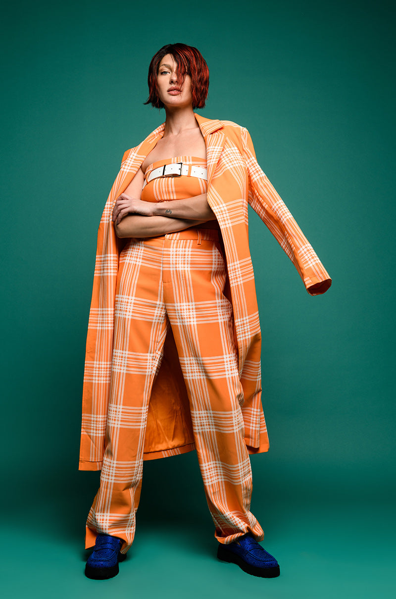 POPSICLE BRIGHT PLAID TRENCH COAT