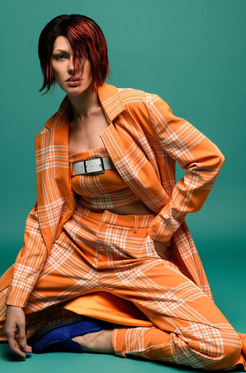 POPSICLE BRIGHT PLAID TRENCH COAT