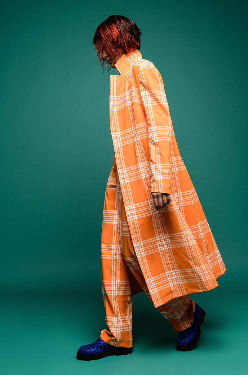POPSICLE BRIGHT PLAID TRENCH COAT