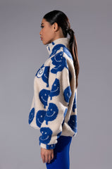 POSITIVE VIBES HAPPY FACE ZIP UP SWEATSHIRT