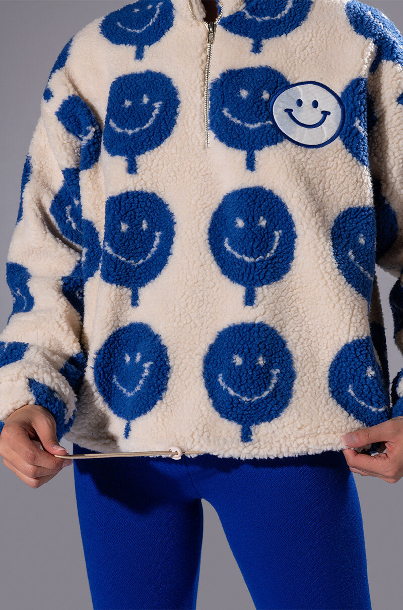 POSITIVE VIBES HAPPY FACE ZIP UP SWEATSHIRT