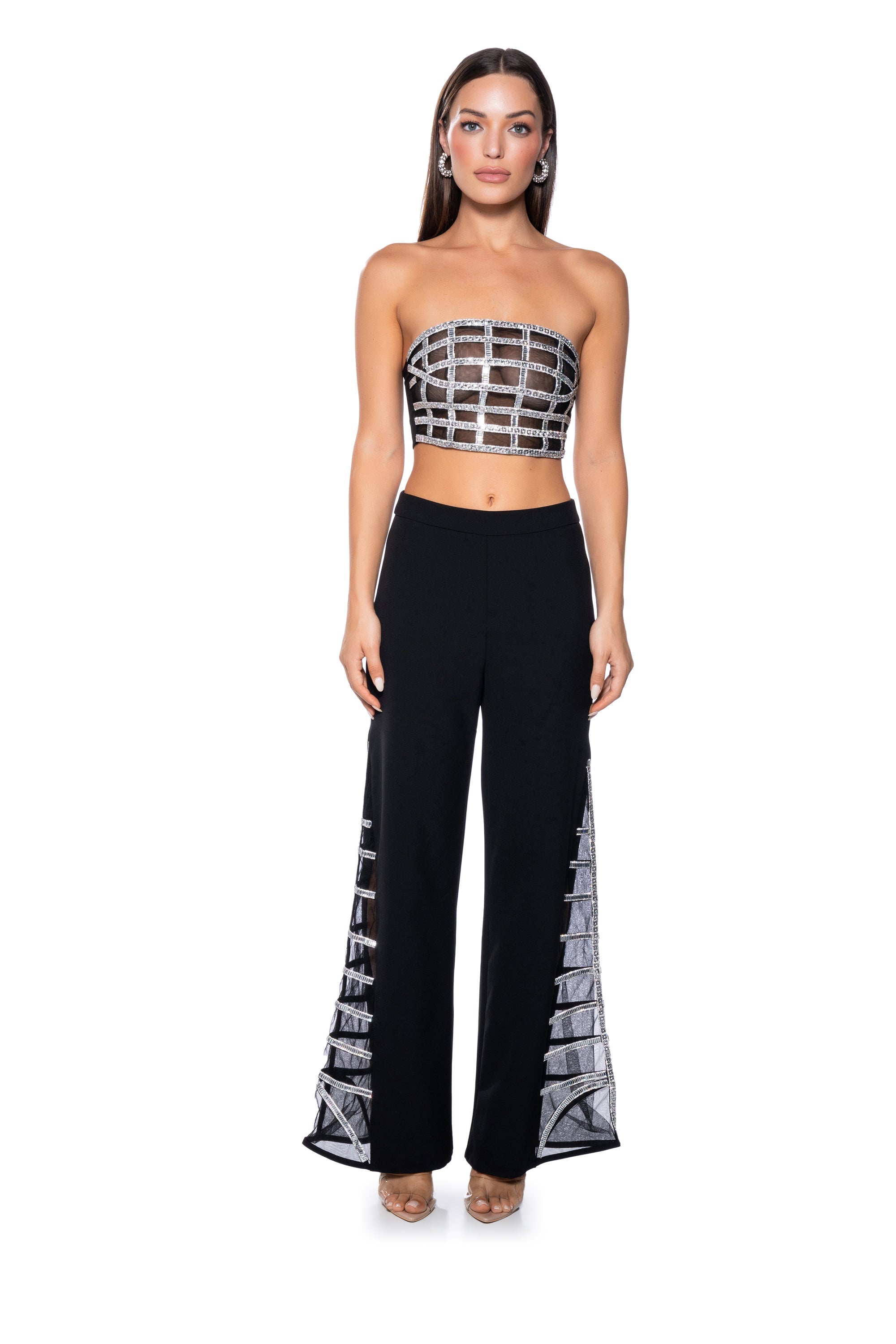 PREMIER RHINESTONE MESH PANEL BUSTIER