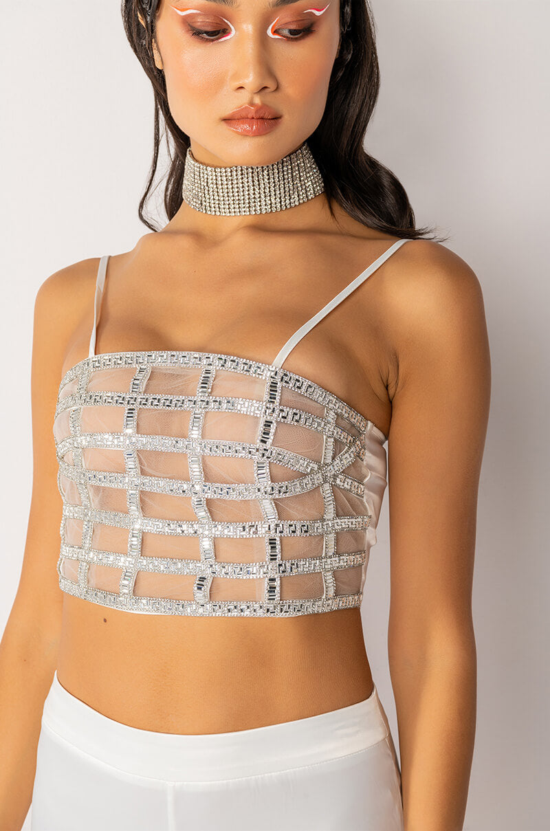 PREMIER RHINESTONE MESH PANEL BUSTIER