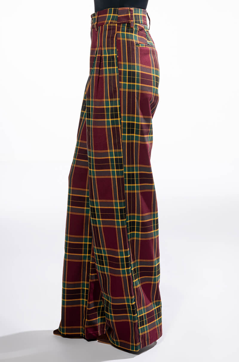 GOSSIP GIRL PLAID TROUSER WIDE LEG