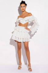 PRETTY LIL THANG EYELET OFF THE SHOULDER BLOUSE