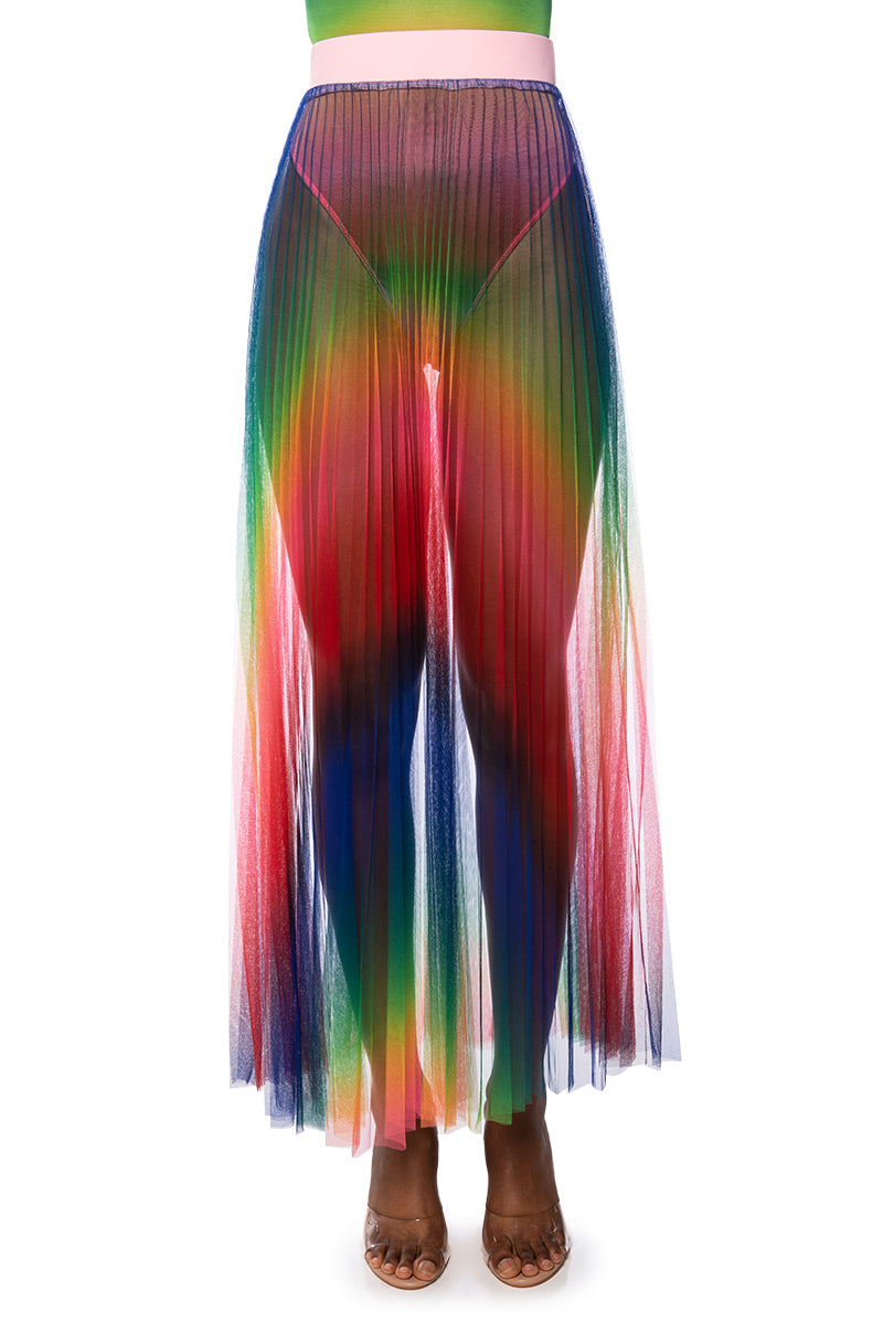 PRIDE EFFECT PLEATED MAXI SKIRT