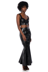 PRIYAH FAUX LEATHER CORSET TANK TOP