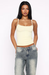 After Midnight Lace Trim Cami Lemon