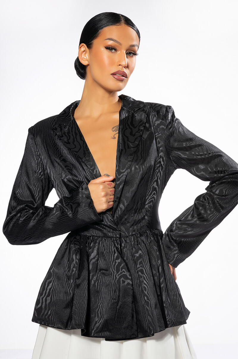 QUEEN'S GAMBIT PEPLUM BLAZER