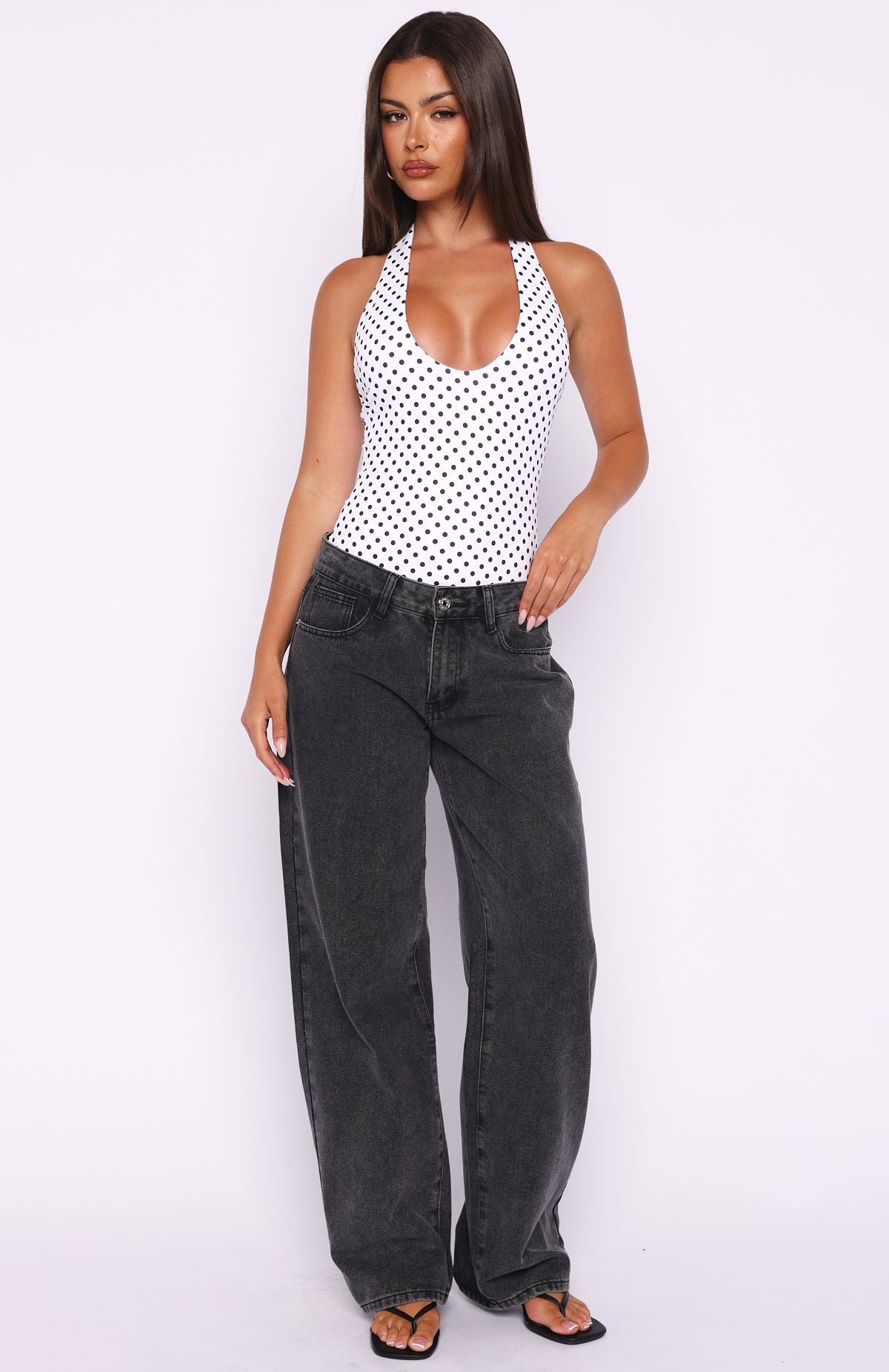 Want To Be Me Halter Bodysuit Polka Dot