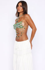 Own The Night Beaded Top Green