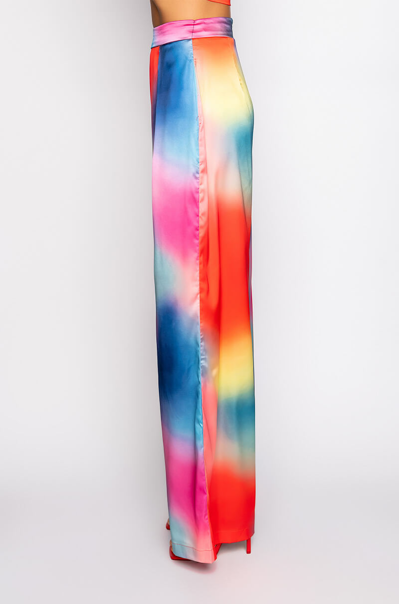INDIGO SATIN WIDE LEG TROUSER