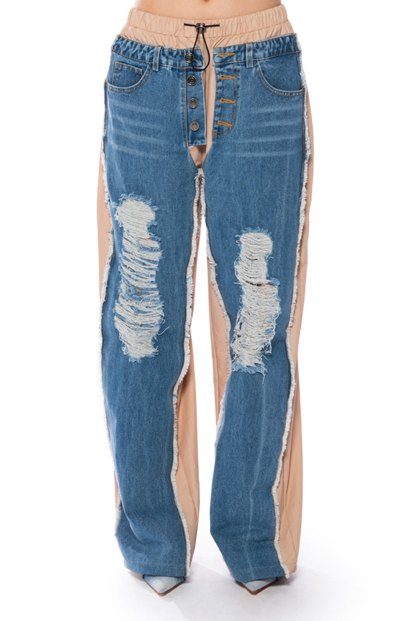 RARE VIBE DENIM EMBELLISHED NYLON JOGGER
