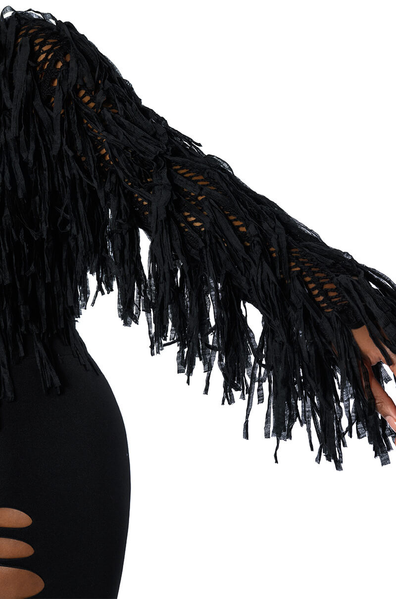 RAVEN LONG SLEEVE FRINGE KNIT CARDIGAN