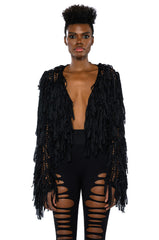 RAVEN LONG SLEEVE FRINGE KNIT CARDIGAN