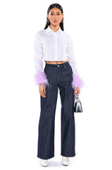 RAW DENIM WIDE LEG JEANS