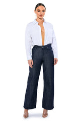 RAW DENIM WIDE LEG JEANS