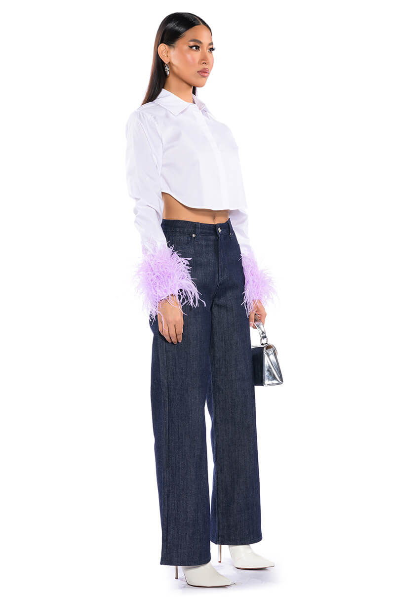 RAW DENIM WIDE LEG JEANS