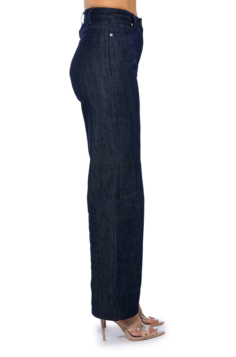 RAW DENIM WIDE LEG JEANS