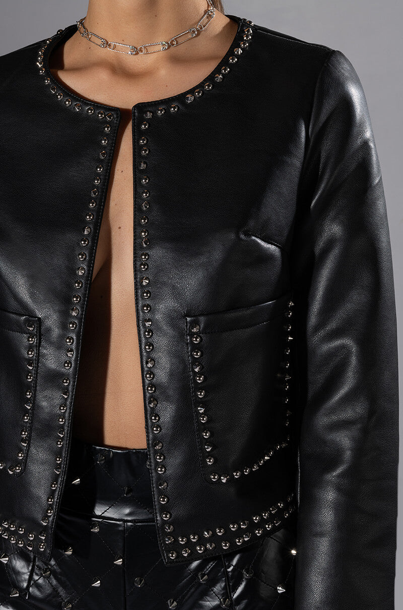 READY FOR THE PARTY STUDDED PU JACKET