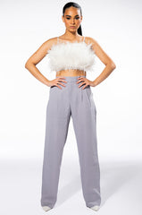 REAL OSTRICH FEATHERS CROP MESH BANDEAU