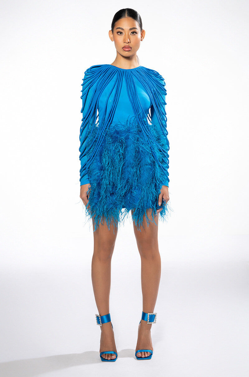 REAL OSTRICH FEATHERS MINI SKIRT