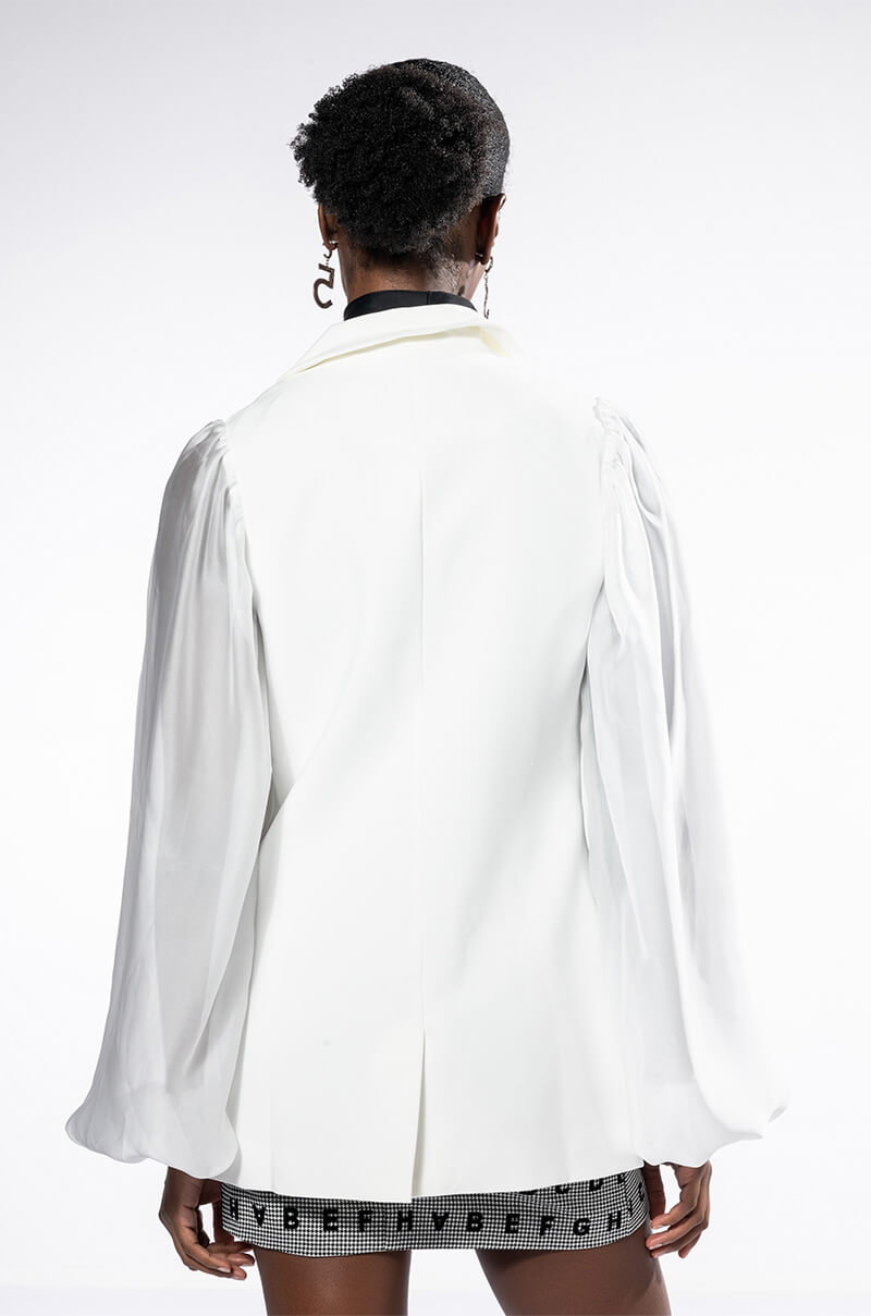 PRISCILLA PRESELY CHIFFON SLEEVE BLAZER