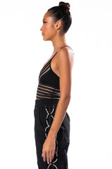 RIGHT THROUGH YOU SLEEVELESS BANDAGE CHEEKY BODYSUIT