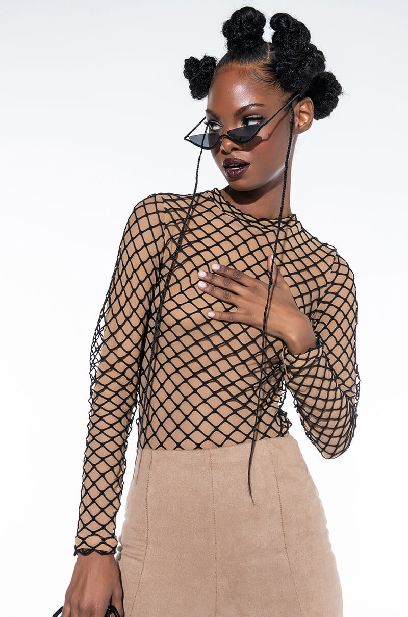 RISKAY BUSINESS MESH LONG SLEEVE BODYSUIT