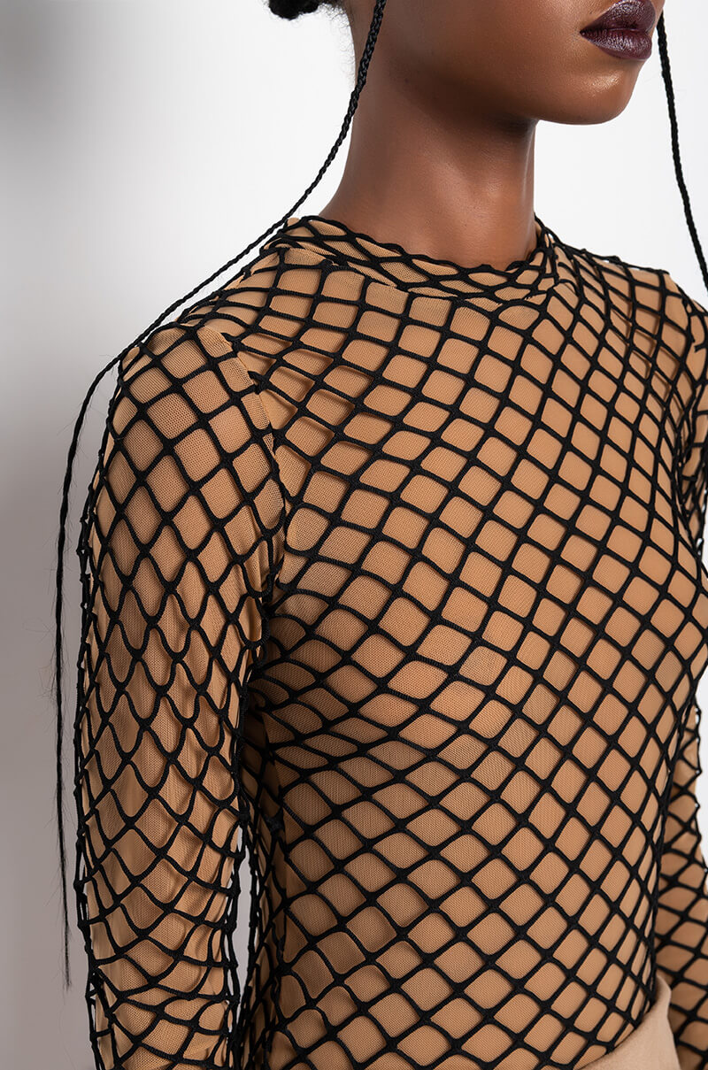 RISKAY BUSINESS MESH LONG SLEEVE BODYSUIT