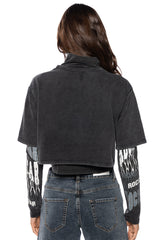 ROCK STAR GRAPHIC LAYERED TURTLE NECK TOP