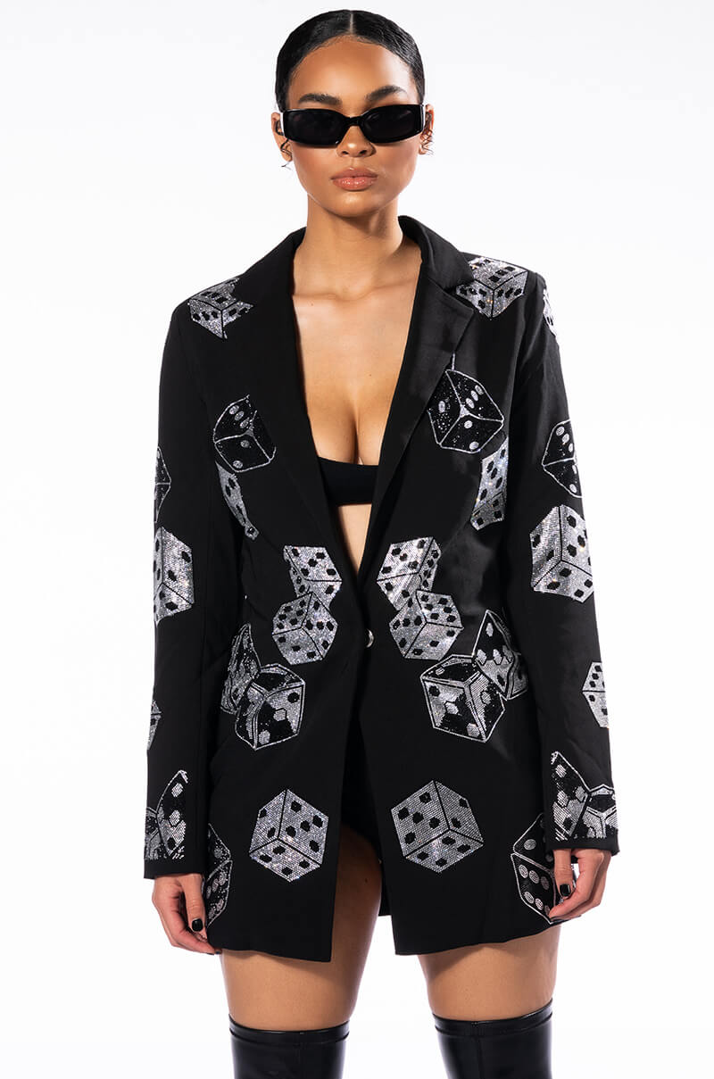 ROLL THE DICE RHINESTONE BLAZER