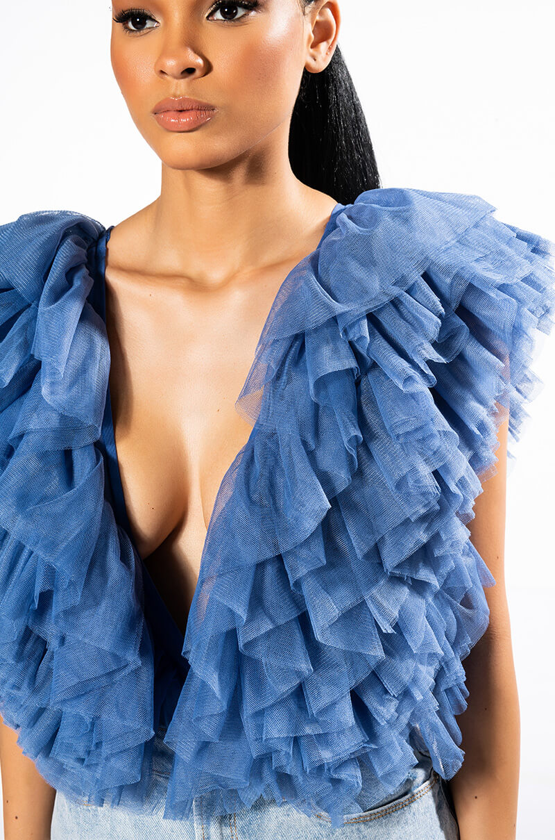 ROMANTIC TULLE RUFFLE BODYSUIT