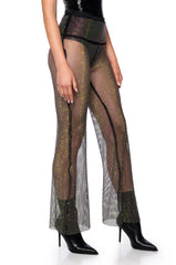 ROXY RHINESTONE MESH STRAIGHT LEG PANT