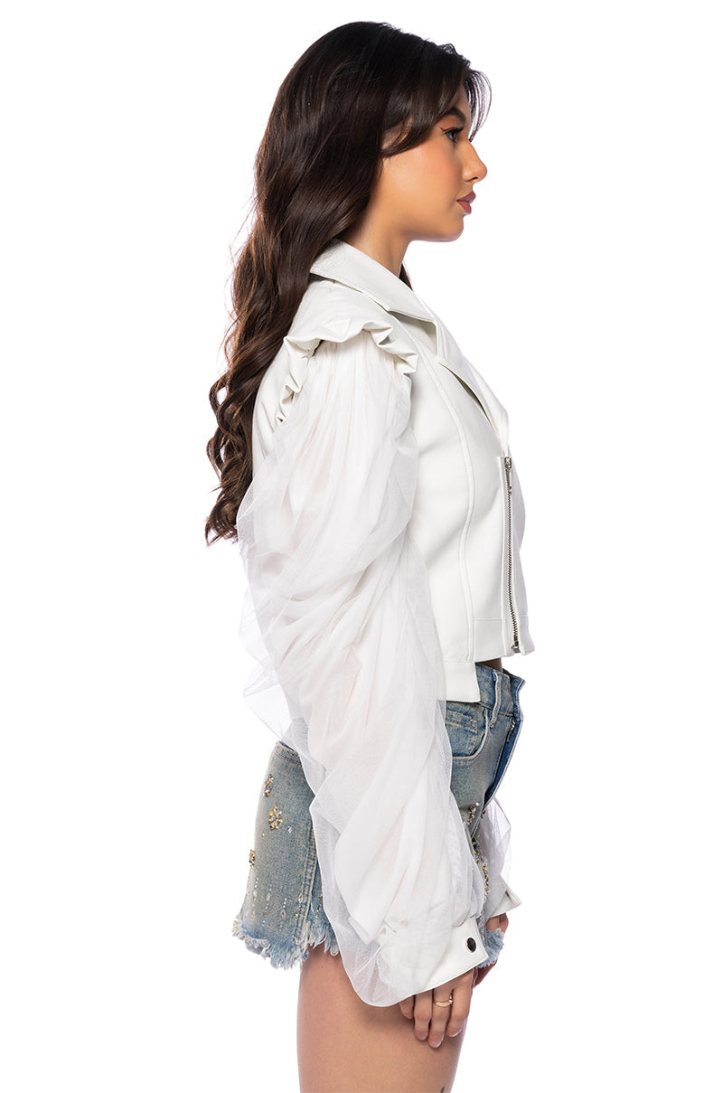 MOTO JACKET WITH POWER MESH SLEEVE