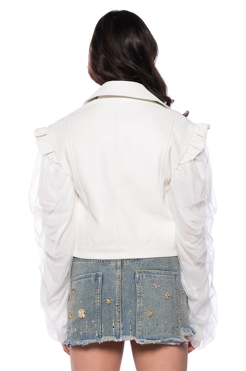 MOTO JACKET WITH POWER MESH SLEEVE