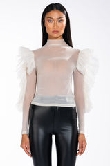 ROYALTY SHEER PUFF SLEEVE TOP