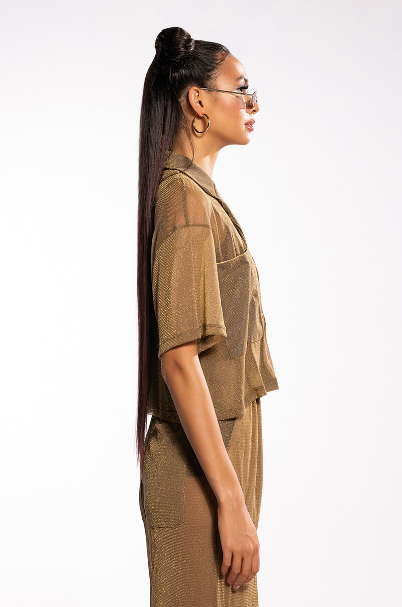 RUN IT UP MESH SHORT SLEEVE BUTTON DOWN